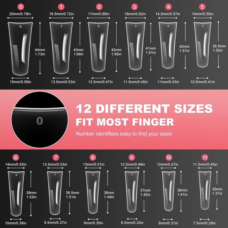 ranrose Duck Nail Tips - 120pcs Extra Long Duck Feet Style Full Cover False Nail 12 sizes XXL Clear Press on Nail for Acrylic Nails Professional Y2K Nail Salon - Image 4